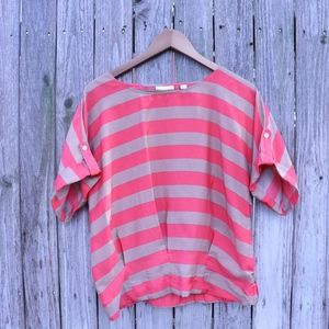 New York & Co MEDIUM Tan & Orange Striped Tunic